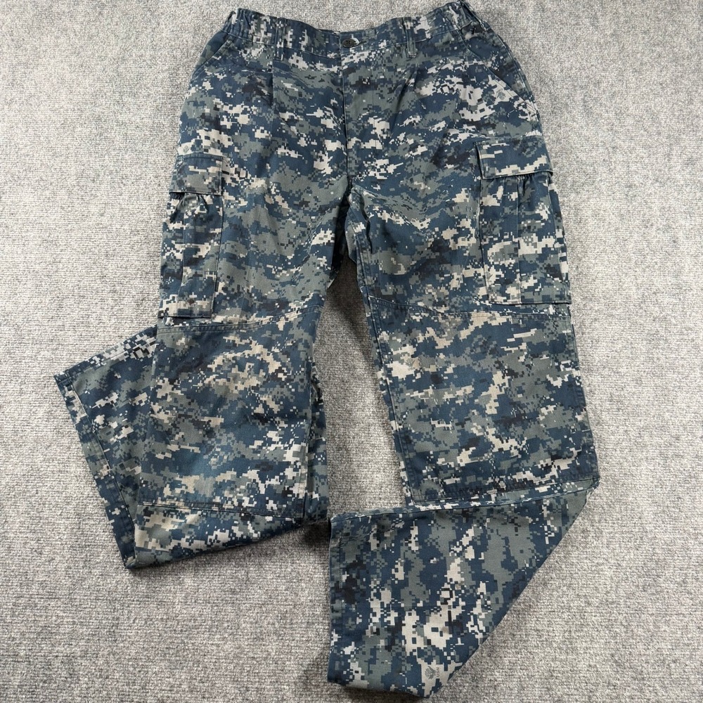 US Navy NWU Type I Pants Mens Medium Long Blue Digital Camo Cargo Trousers USN